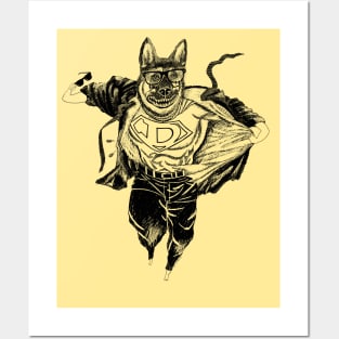 Super German Shepard, dog, guard dog, Parody Fun Super Hero! Posters and Art